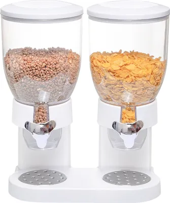 Produktbild von Müslispender doppelt Kornflakes Spender Cerealienspender für Müsli Cerealien Süßigkeiten-Weiß