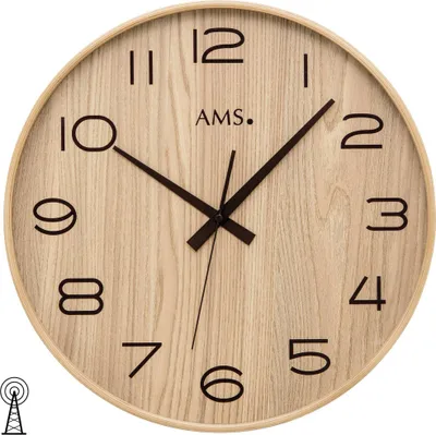 Produktbild von AMS 5522 Wanduhr Funk Funkwanduhr analog Hoz naturfarben braun