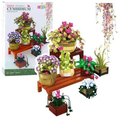Image de Blocs de construction Fleurs en pots 7 pièces Deux étagères 1446 pièces.