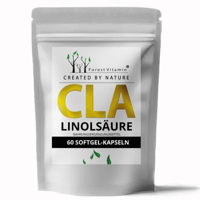 Produktbild von CLA 1000 mg - 60 Kapseln - 80% konjugierte Linolsäure (Omega-6) - Forest Vitamin