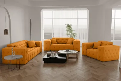 Productafbeelding van Sofaset Designersofa CHANTAL, 3-2-1, bekleding: Opera Velvet, kleur: geel