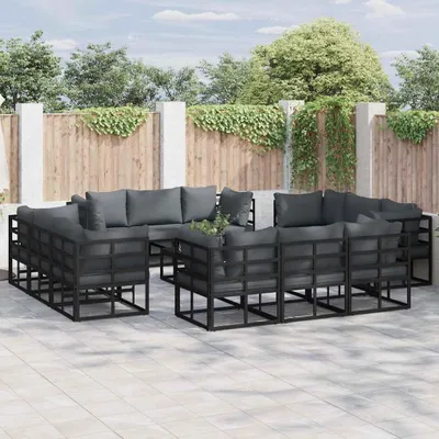 Image de Maison Exclusive - Ensemble de canapés de jardin, 13 pièces, noir, en métal