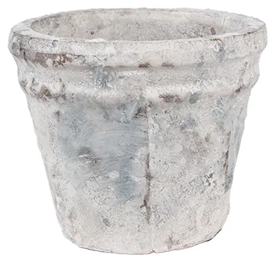 Productafbeelding van Clayre & Eef bloempot, diameter 10 cm, hoogte 8 cm, wit, blauw, terracotta