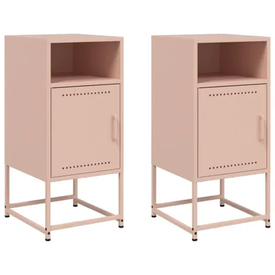 Productafbeelding van Nachtkastjes 2 st 36x39x78 cm staal roze