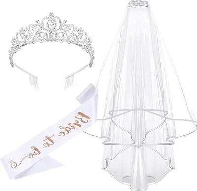 Elegantes Braut Schleier und Krone Set für Hochzeit und Verlobung - Weiße Kopfbedeckung und Accessoires für