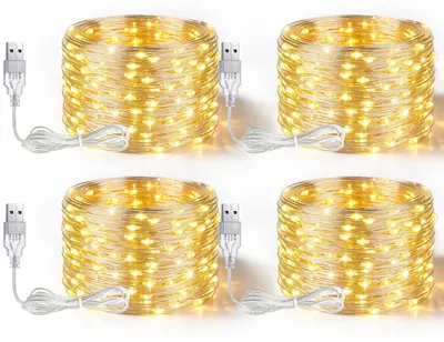 Image de 4 guirlandes lumineuses USB, chaîne lumineuse de 5 mètres avec 50 LED