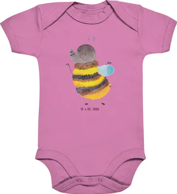 Produktbild von Mr. & Mrs. Panda Strampler Baby Hummel flauschig 1. - 3. Monat - Bubble Gum Pink - Geschenk, body kurzarm, Blume, babykleidung, Einteiler, Biene, Natur, Lustige Sprüche