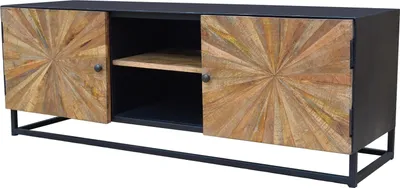 Produktbild von Lowboard >Madira< in Schwarz, Mangoholz/Metall - 140x50x40cm (BxHxT)