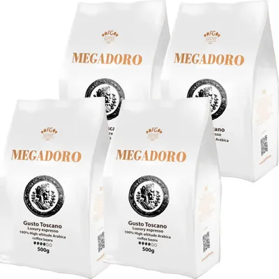 Produktbild von Megadoro Gusto Toscano Kaffeebohnen 4x500g
