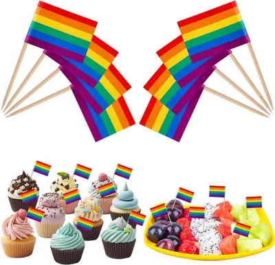 Imagen del producto de Banderines de arcoíris para palillos de dientes - Juego de 200 unidades