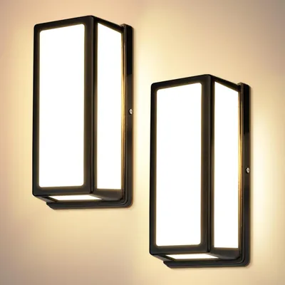 Zdjęcie produktu dla Lampa zewnętrzna - lampa ścienna LED - oświetlenie ogrodowe - wodoodporna (IP65) - 24W - 3000K - czarna - zestaw 2 sztuk