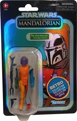 Produktbild von Hasbro F69815L2 Star Wars The Mandalorian Kenner Prototype Edition Retro Kollektion bunt Sammelfigur mit Waffe 9,5cm für Kinder (Zufall)