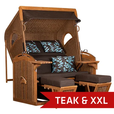 Produktbild von Strandkorb deVries PURE® Madura XXL PE tw. hyacinth Des. 469 TEAK