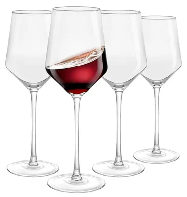 Obrázok produktu pre Sada štyroch elegantných červených vínových pohárov vyrobených z krištáľu