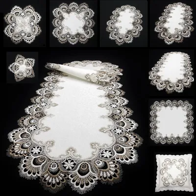 Produktbild von Textilhof Witte Spitzendecke, 20cm Rund, Braun, elegante Spitzenbordüre, pflegeleicht