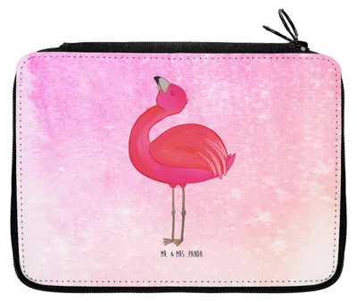Produktbild von Mr. & Mrs. Panda Schlampermäppchen Flamingo Stolz - Aquarell Pink - Geschenk, Federmäppchen, Stifteetui, Tochter, Mäppchen, Mama, Etui, Rosa, Bleistiftetui