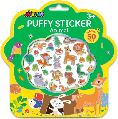 Image de Autocollants bouffants d'animaux, motifs assortis, amusants pour les enfants