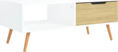 Obrázok produktu pre vidaXL Konferenčný stolík biely a dub sonoma 100x49,5x43 cm Materiál dreva