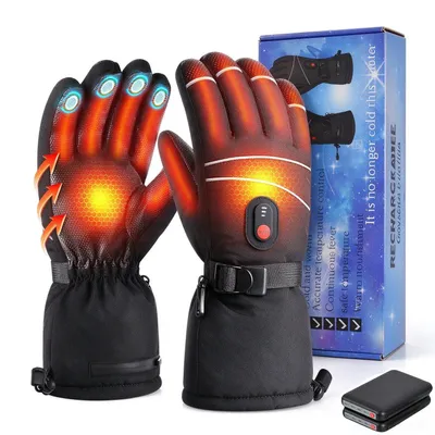 Produktbild von Beheizbare Handschuhe mit 6000mAh Akku, Elektrische Heizhandschuhe mit 3 Heizstufen, Touchscreen Winterhandschuhe für Damen und Herren, Skihandschuhe