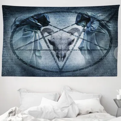 Produktbild von ABAKUHAUS Horror Haus Wandteppich, Teufel Traum Scary aus Weiches Mikrofaser Stoff Waschbar ohne Verblassen Digitaldruck, 230 x 140 cm, Blau