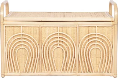 Zdjęcie produktu dla Skrzynia do przechowywania z plecionego rattanu – dł. 91 × szer. 48 × wys. 58 cm – naturalna – LUMORA