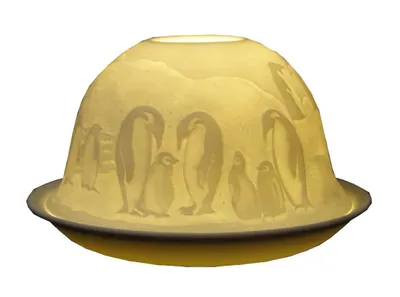 Produktbild von Dome Light Antarktis Pinguine Porzellan ca. Ø 12 cm Höhe 8,5 cm Windlicht Teelichthalter Teelicht