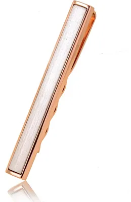 Produktbild von Karisma Hochwertige Herren Edelstahl 316L Silber Mattiert mit Rosé-Gold Bechichtung Krawattennadel / Krawattenklammer / Tie Cli