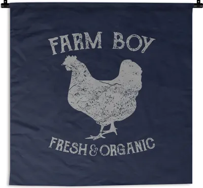 Produktbild von MuchoWow® Wandteppich Wandbehang Vintage - Huhn - Bauernhof 150x150 cm Tapisserie Dekoration Wandtuch - Wohnaccessoires - Modernes