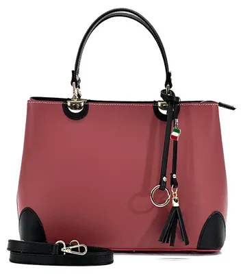 Image de Florence Sac en cuir Sac à main Sac à bandoulière vieux rose noir OTF156A
