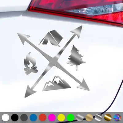 Produktbild von PantherPixel Camping Aufkleber Wandern Camper Bus Wohnmobil Zelten Sticker Auto Geschenkidee Farbe Chrom-Silber