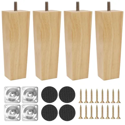 Immagine prodotto di Set di 4 gambe in legno per mobili, alte 15 cm, adatte a divani e tavoli