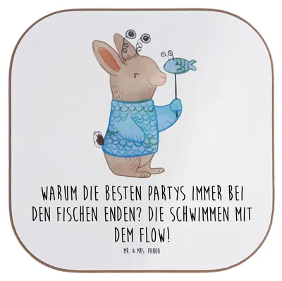 Produktbild von Mr. & Mrs. Panda Untersetzer für Gläser Fische Flow Spaß - Weiß - Geschenk, Geschenke Astrologie, Tiefgründigkeit, Kreativität, Tierkreiszeichen, Geburtstage, Horoskop