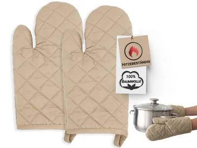 Produktbild von 2er Set Ofenhandschuhe, 100% Baumwolle, 18x28 cm, sand