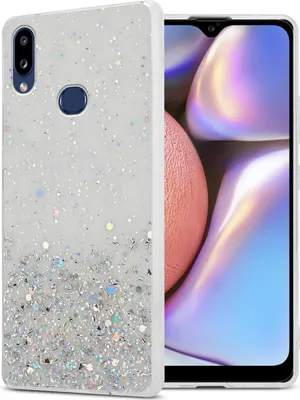 Immagine prodotto di Cadorabo custodia per Samsung Galaxy A10s / M01s custodia protettiva in custodia trasparente per telefono cellulare TPU custodia glitter cover custodia glitter