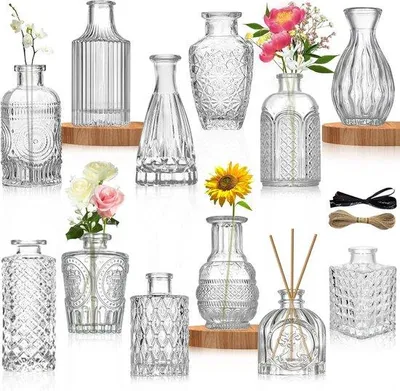 Immagine prodotto di Set di bicchieri vintage per piccoli vasi - Decorazione da tavola - Per fiori