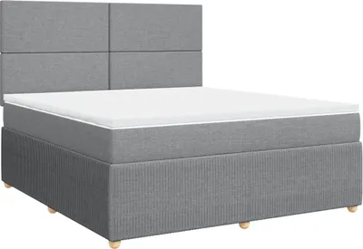 Image de vidaXL Lit boxspring avec matelas gris clair 180x200 cm Tissu