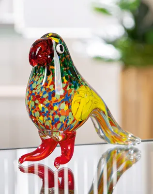 Produktbild von Gilde Figur, Vogel,  Papagei , Glas, gelb, grün, orange, rot, VE 2, L. 7 cm, B. 20 cm, H. 9 cm Höhe: 9.00 cm Breite: 20.00 cm Tiefe: 7.00cm  57765