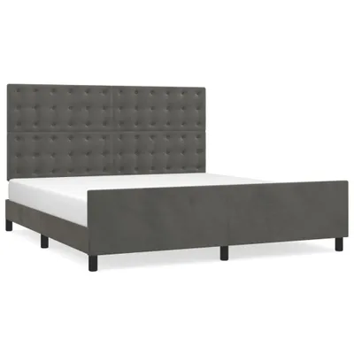 Produktbild von Bettgestell mit Kopfteil Dunkelgrau 180x200 cm Samt