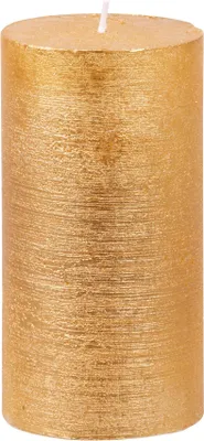 Zdjęcie produktu dla Świeca świąteczna MagicHome, 6,9x13 cm, cylindryczna, złota, efekt metaliczny