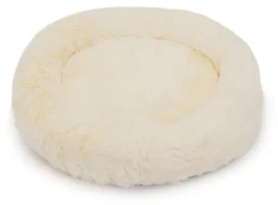 Kuschelbett für Katzen, rund, cremefarben, Plüsch, 35x40x8 cm