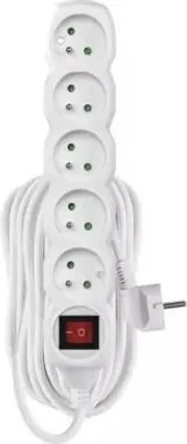 Immagine prodotto di EMOS Cavo di prolunga 10 m / 5 prese / con interruttore / bianco / PVC / 1 mm2, P1510