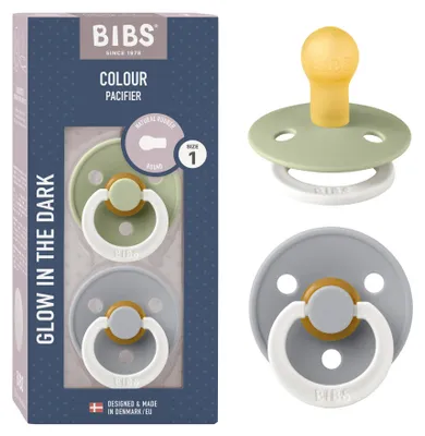 Immagine prodotto di BIBS Colore succhiotti in gomma naturale 2 pezzi taglia 1 Salvia Notte / Nuvola Notte