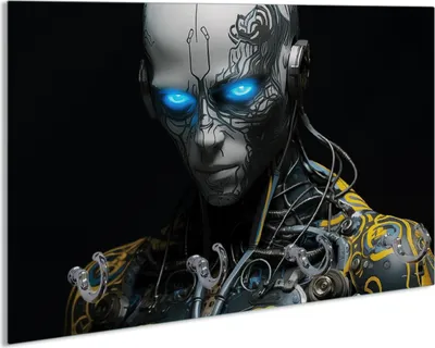 Produktbild von Wallario Schlüsselbrett aus Glas, Motiv: Cyber-Wächter, 30 x 20 cm mit 4 Haken