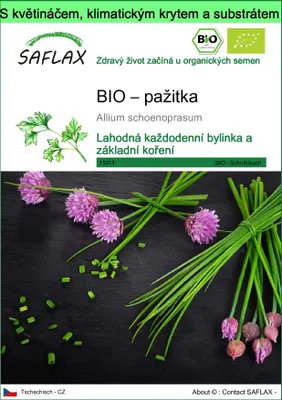 Obrázek produktu pro SAFLAX Garden to go - BIO – pažitka - Allium schoenoprasum - 250 Semena - S květináčem, klimatickou poklicí a pěstebním substrátem