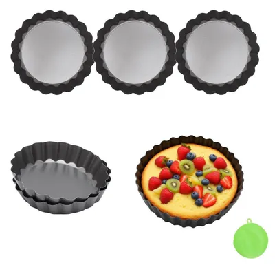 Immagine prodotto di Set di 6 stampi per tartelette, diametro 10 cm, Acciaio al carbonio antiaderente con fondo removibile