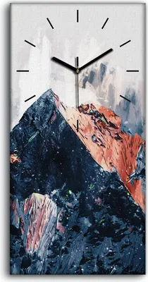 Produktbild von Wanduhr Bürouhr Leinwand Bild Geräuschlos 30x60 Malerei Abstrakte Kunst Berg - schwarze Hände