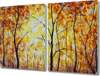 Produktbild von Coloray Schneidebrett Herdabdeckplatte 2x40x52 cm Kochplattenabdeckung Küchenbrett Hackbrett - Herbstwald