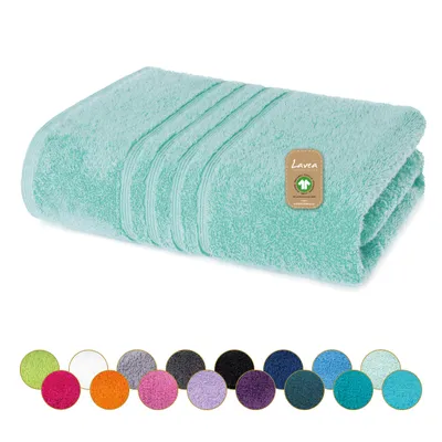 Produktbild von Lavea® Duschtuch 70x140 cm, 100% Baumwolle, Frottee, saugstark, Badetücher, Badezimmer, Sport, Wellness, Frottierserie Bali – Eisgrün