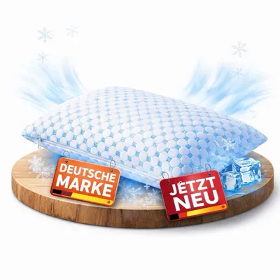 Produktbild von Kühlendes Kopfkissen 40x80 mit Kühlfunktion, Memory Foam Kissen ergonomisch, Nackenstützkissen für Seitenschläfer, hitzeregulierend gegen Schwitzen, Sommer Kopfkissen 40x80 höhenverstellbar