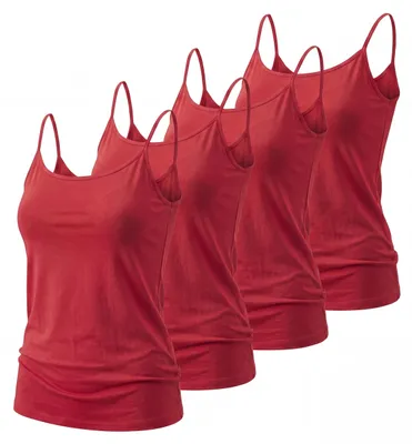 Produktbild von Trägertop 4er Set Damen Sommertop 34-42 Basic Top Spaghettiträger Stretch Top